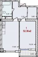 1-комнатная квартира 52,36 м²