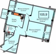 3-комнатная квартира 105,9 м²