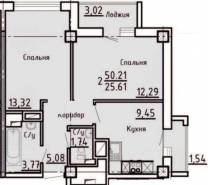2-комнатная квартира 50,21 м²