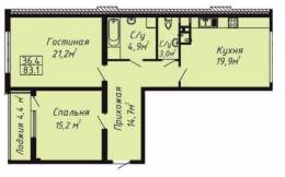2-комнатная квартира 83,1 м²