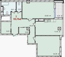 2-комнатная квартира 100,78 м²