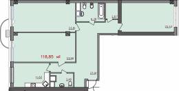 3-комнатная квартира 118,85 м²