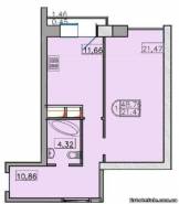 1-комнатная квартира 48,76 м²