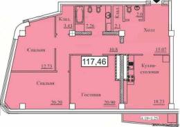 3-комнатная квартира 117,46 м²