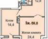 Планировка 56,80 м² Жилой комплекс «Одиссей-Остров Свободы»