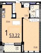 1-комнатные апартаменты 53,2 м²