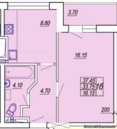 1-комнатная квартира 37,45 м²