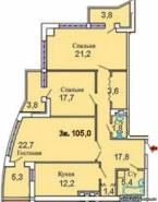 3-комнатная квартира 105,0 м²