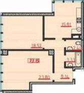 2-комнатная квартира 73,15 м²