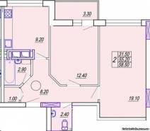 2-комнатная квартира 58,50 м²