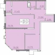 3-комнатная квартира 87,27 м²
