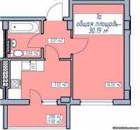 1-комнатная квартира 30,19 м²