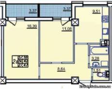 2-комнатная квартира 57,16 м²