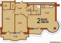 2-комнатная квартира 100,43 м²