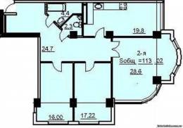 3-комнатная квартира 113,02 м²