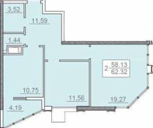 2-комнатная квартира 63,32 м²