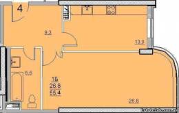 1-комнатная квартира 55,4 м²