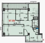 3-комнатная квартира 97,89 м²