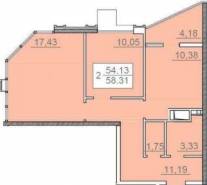 2-комнатная квартира 58,31 м²
