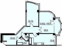 2-комнатная квартира 93,50 м²