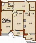 2-комнатная квартира 95,79 м²