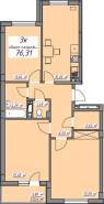 3-комнатная квартира 76,31 м²