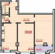 2-комнатная квартира 79,59 м²