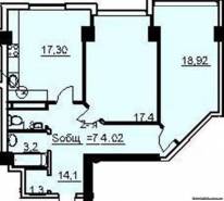 2-комнатная квартира 74,02 м²