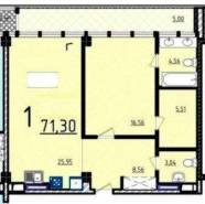 1-комнатные апартаменты 71,3 м²