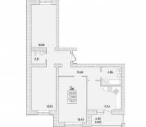 3-комнатная квартира 79,57 м²