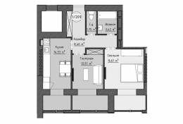1-комнатная квартира 43,29 м²