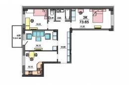 3-комнатная квартира 73,65 м²