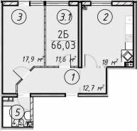 2-комнатная квартира 66,03 м²