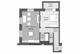 1-комнатная квартира 57,81 м²