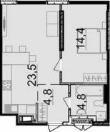 1-комнатная квартира 47,5 м²
