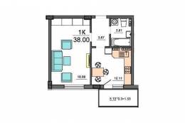 1-комнатная квартира 38 м²