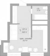 1-комнатная квартира 28,87 м²
