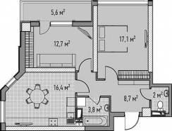2-комнатная квартира 63,37 м²