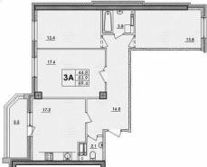 3-комнатная квартира 89,4 м²
