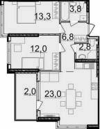 2-комнатная квартира 63,7 м²