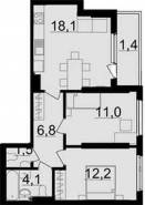 2-комнатная квартира 55,1 м²