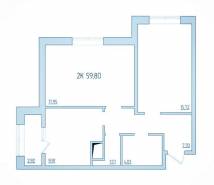 2-комнатная квартира 59,80 м²