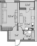 1-комнатная квартира 37,87 м²