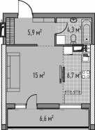 Квартира-студия 35,24 м²