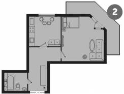 1-комнатная квартира 45.40 м²