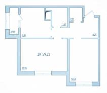 2-комнатная квартира 59,32 м²