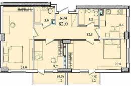 3-комнатная квартира 82,0 м²
