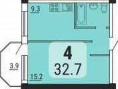 1-комнатная квартира 32,7 м²