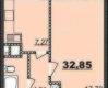 Планировка 32,85 м² Жилой комплекс «22-я Жемчужина»