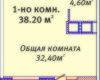 Планировка 38,20 м² Жилой комплекс «Михайловский городок»